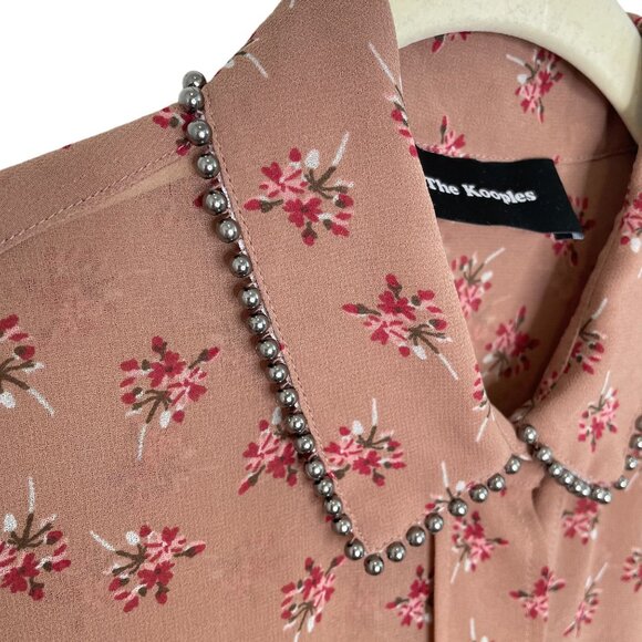 The Kooples Sheer Floral Beaded Rose Shirt, S - Picture 5 of 10